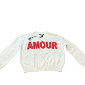 Sincerely Jules “AMOUR” Sweater – White/Red – Size XS – NWT